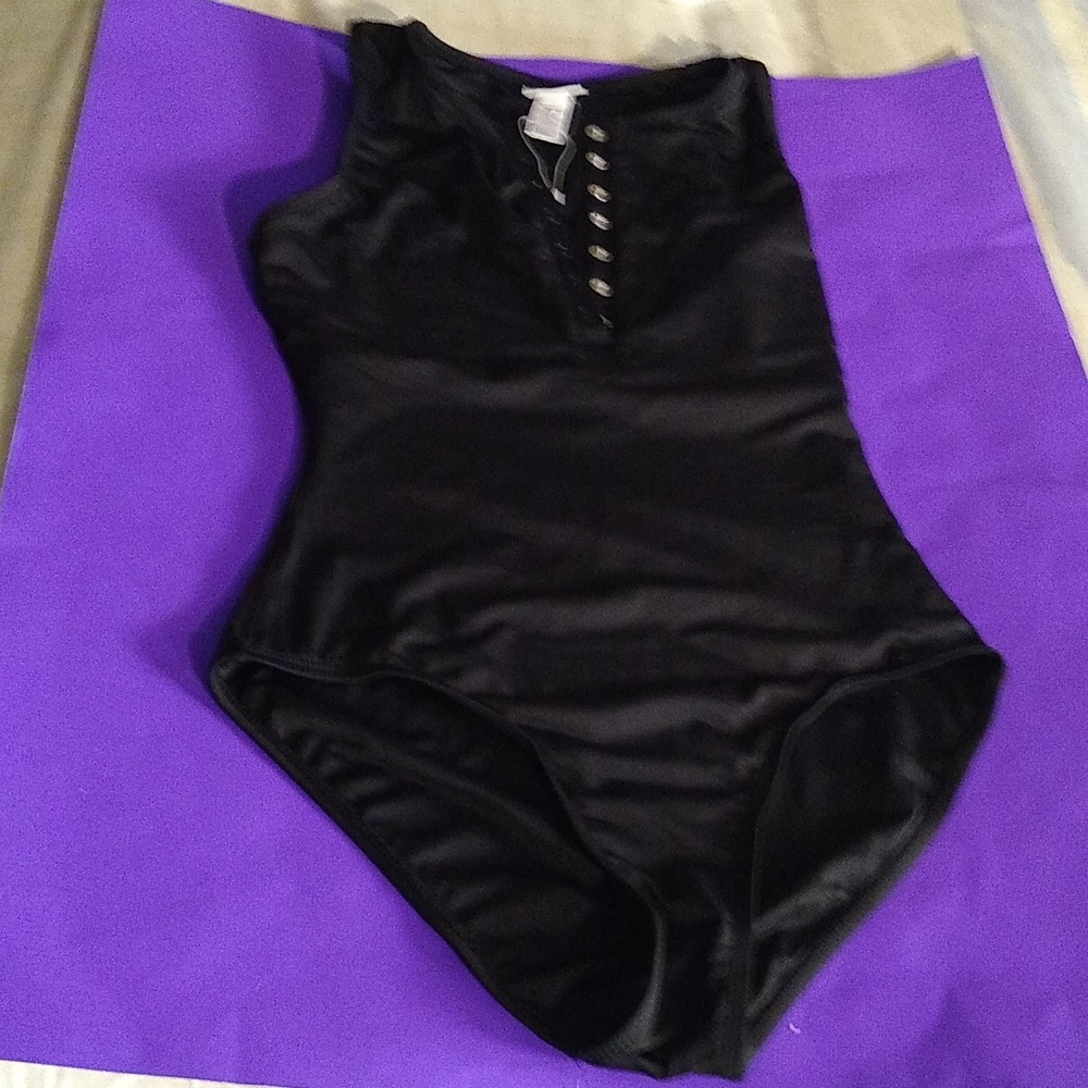 Women's Andie black one piece bathing suit xs tall with snap buttons BNWOT